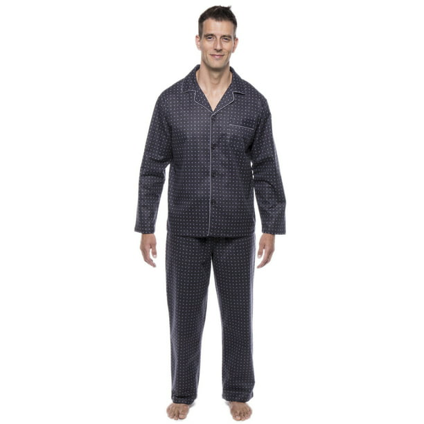 Mens 100% Cotton Flannel Pajamas Set Shirts&Pants Suits Sleepwear Loungewear Pjs